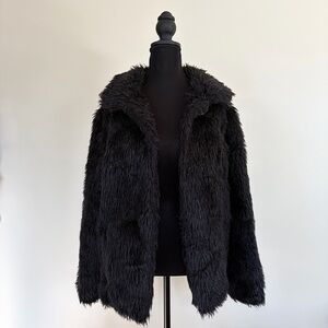 vtg 1990s Paris Blues black faux fur coat